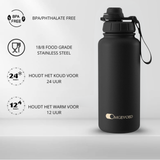 Omgevoed RVS Drinkfles 1 Liter – Houdt 24u koud & 12u warm